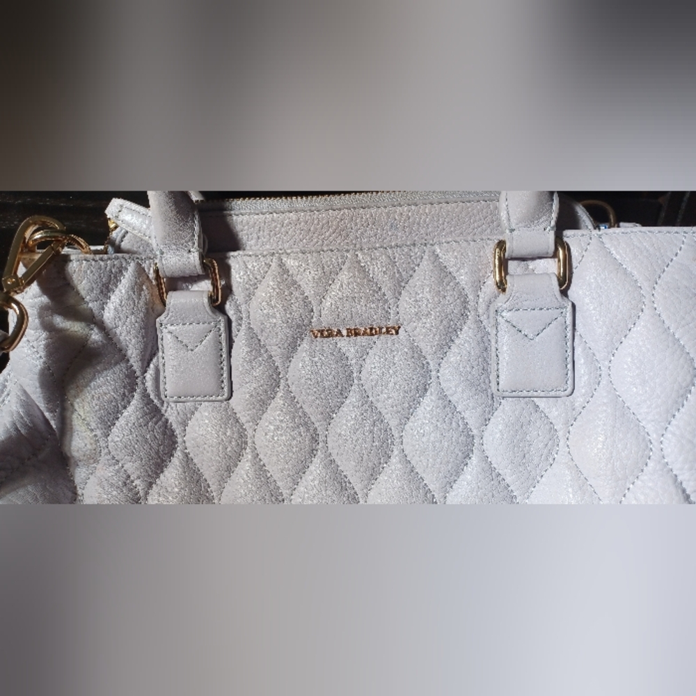 Vera Bradley Gray Quilted Top-Handle Satchel - Picture 2 of 15